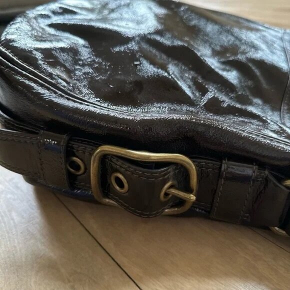 NWOT AUTHENTIC COACH ZOE BROWN PATENT LEATHER LARGE HOBO HANDBAG & DUSTY $500 - Picture 4 of 10